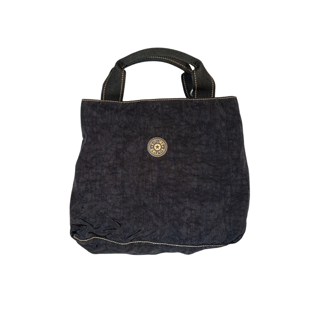 Kipling Tote Bag Womens Small Black Crinkle Nylon Zip Top Handheld